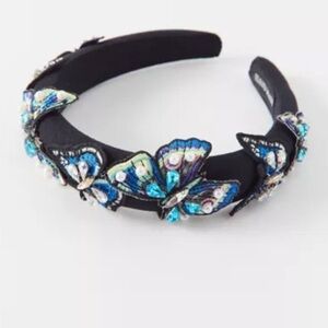 Urban outfitters butterflies black headband appliqué new without tags